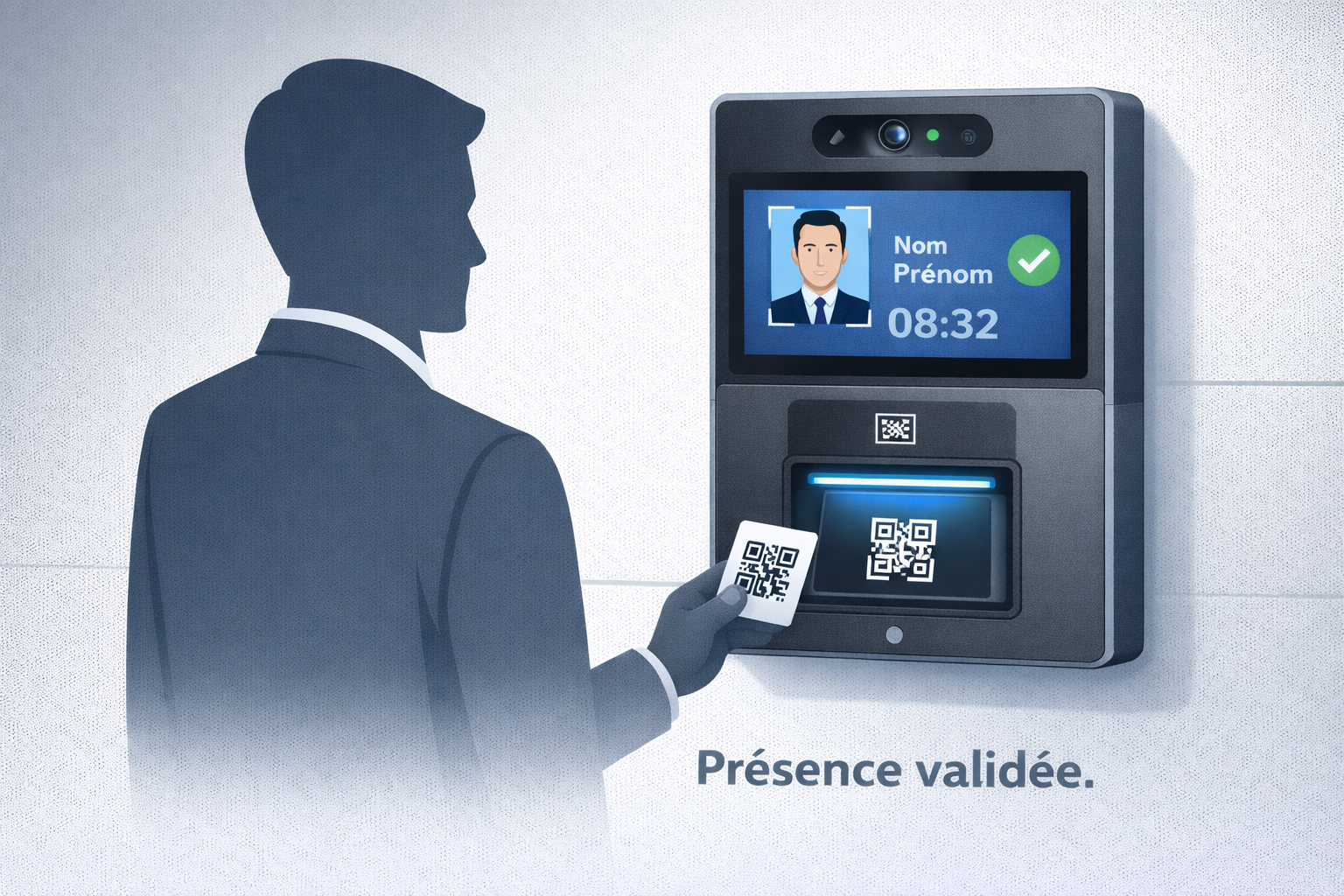 Agent devant le scanner biométrique SCANOVA